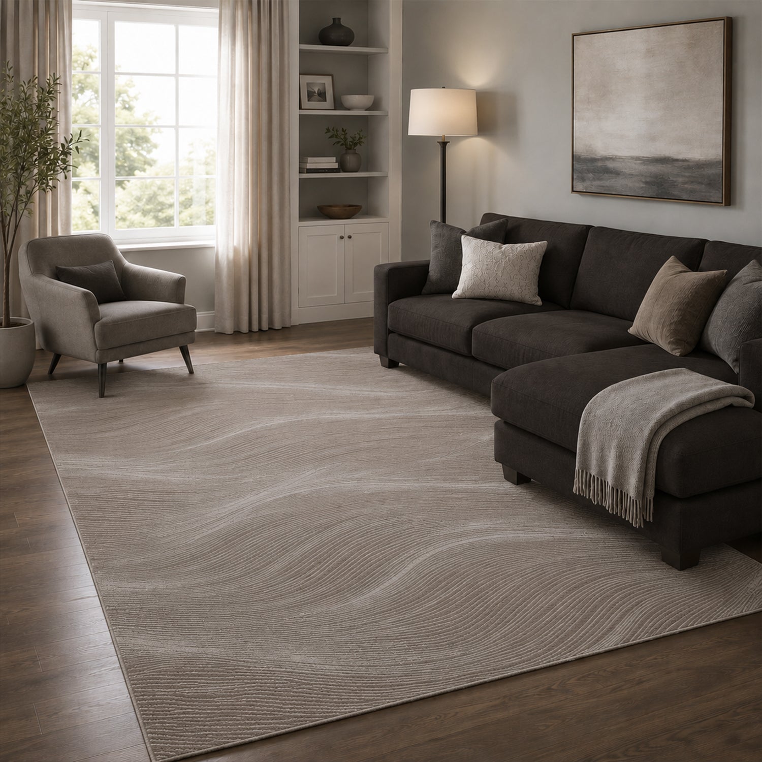 Carpet for living room/bedroom, geometric waves, modern design | High quality |-15