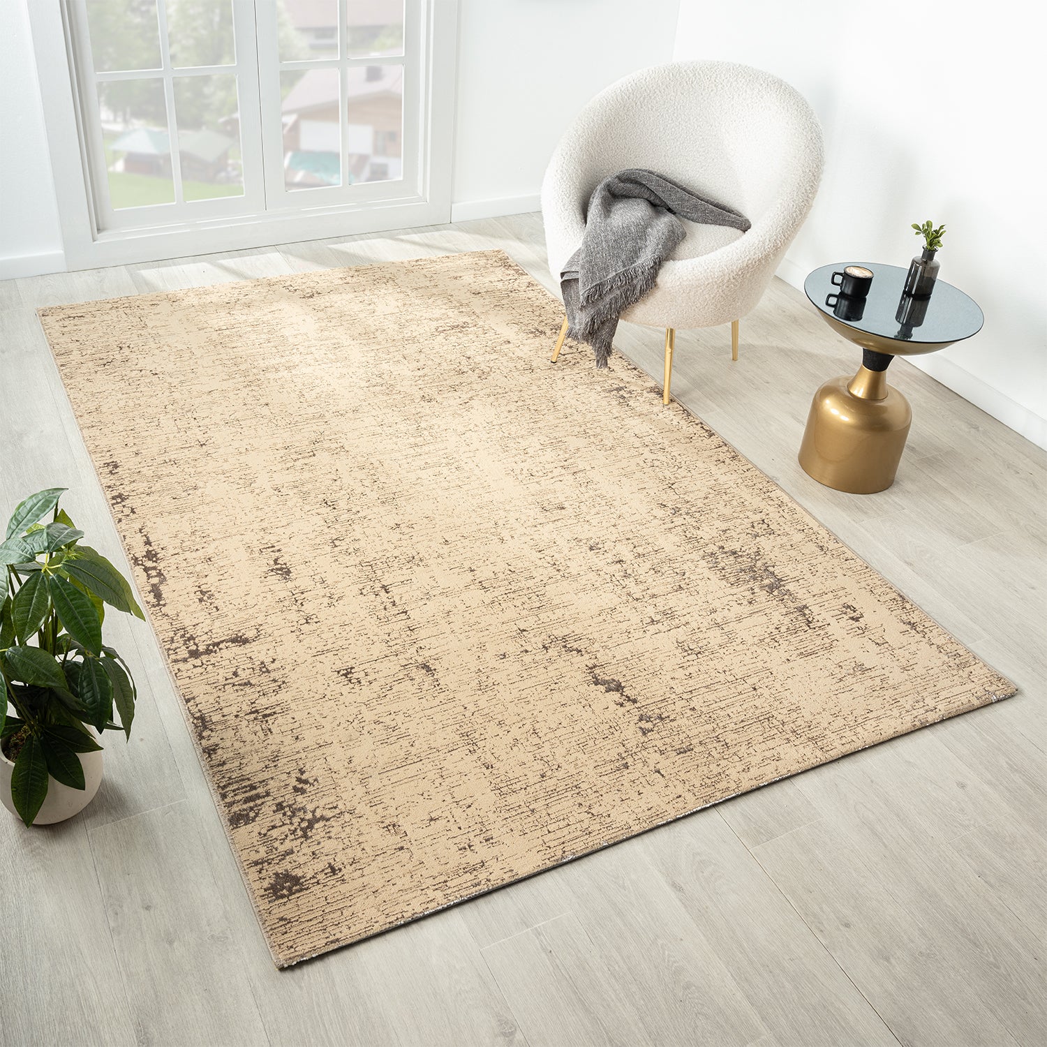 Carpet for living room, bedroom, short pile, palm tree pattern, flowers, lurex-10