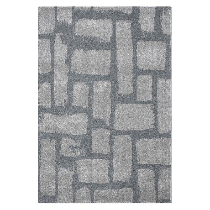 Short-pile rug for living room/bedroom, high-quality, stone pattern, grey/anthracite-zoom-