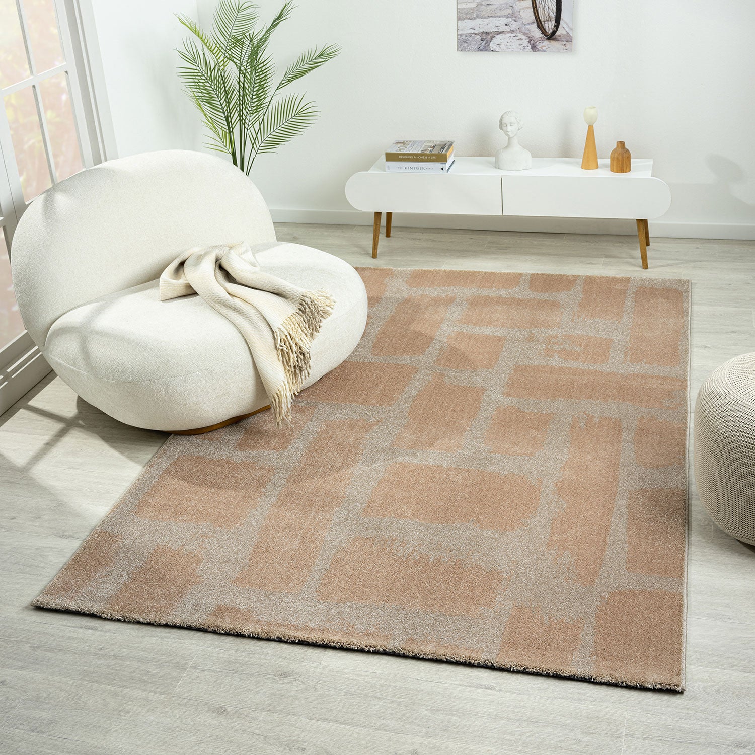 Short-pile rug for living room/bedroom, high-quality, stone pattern, grey/anthracite-zoom-9