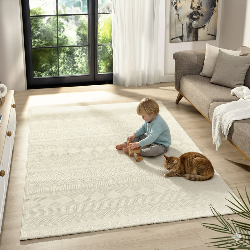 Scandinavian Modern Living Room/Bedroom Rug | Easy Care | High Quality-zoom-