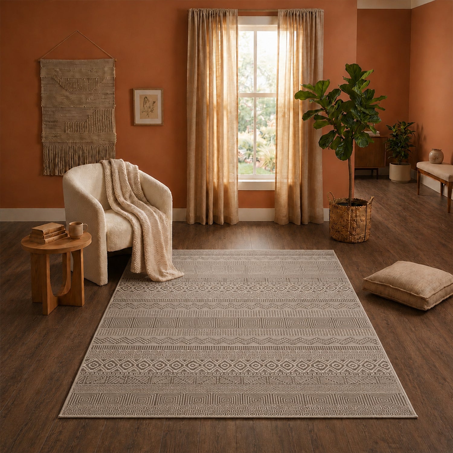 Scandinavian Modern Living Room/Bedroom Rug | Easy Care | High Quality-19