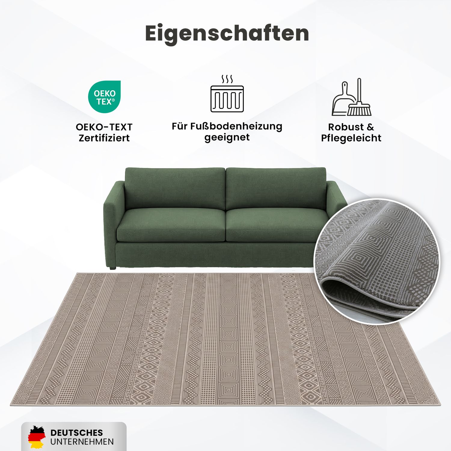 Scandinavian Modern Living Room/Bedroom Rug | Easy Care | High Quality-15