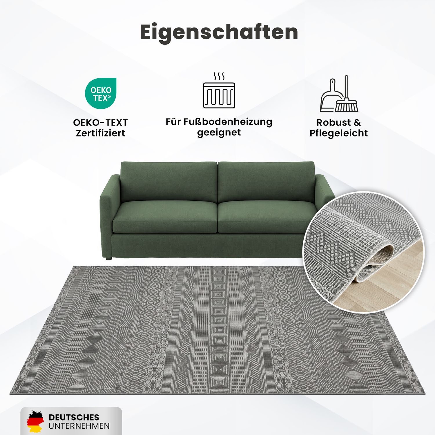 Scandinavian Modern Living Room/Bedroom Rug | Easy Care | High Quality-16