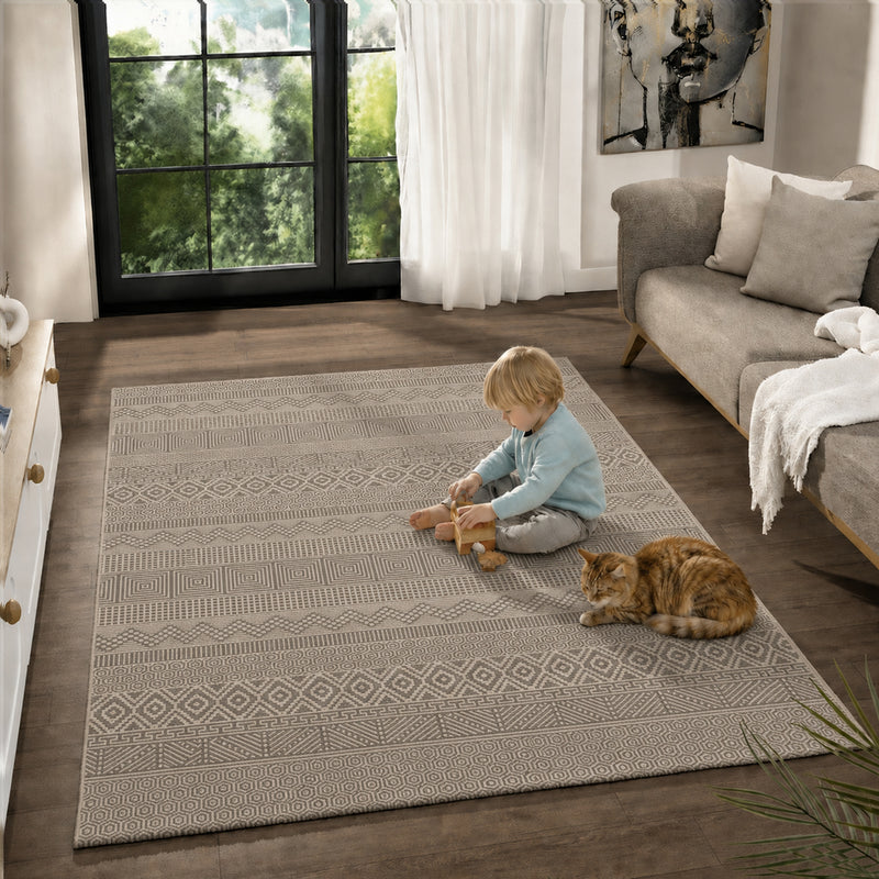 Scandinavian Modern Living Room/Bedroom Rug | Easy Care | High Quality-zoom-