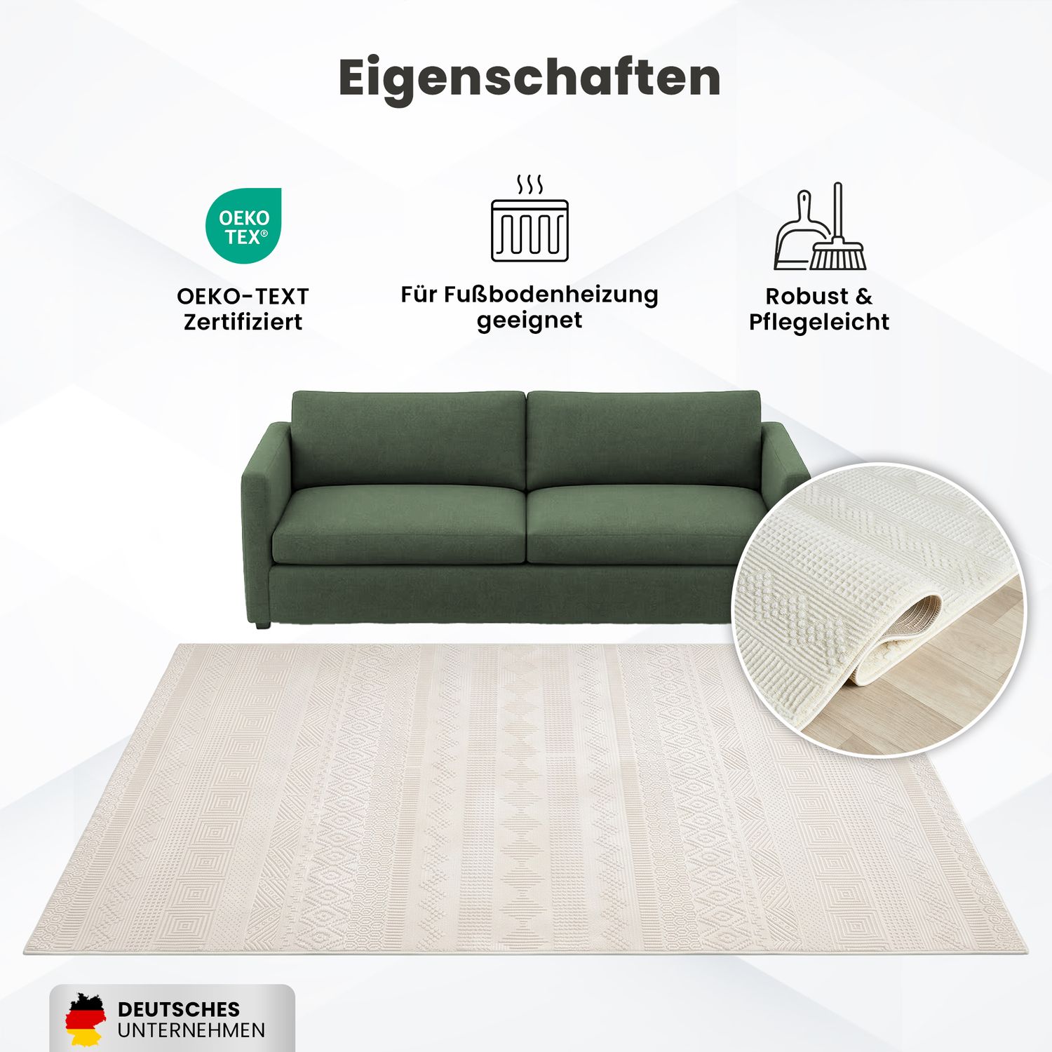 Scandinavian Modern Living Room/Bedroom Rug | Easy Care | High Quality-4