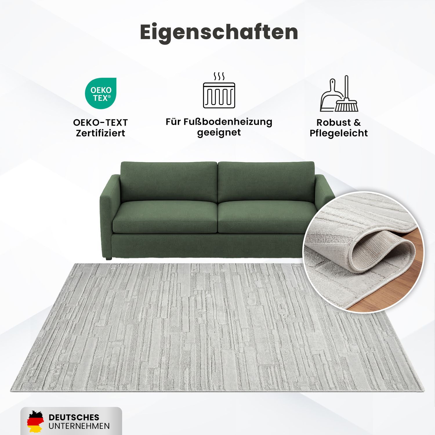Carpet for living room/bedroom, short pile, stone look, high quality, elegant, 3D effect-9