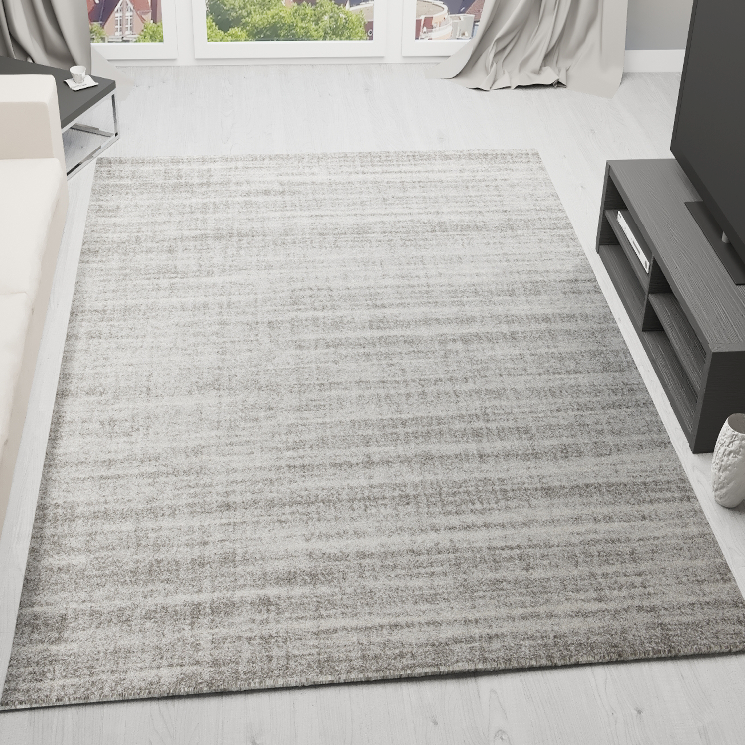 Living room carpet, very dense, high-quality mottled carpet, grey