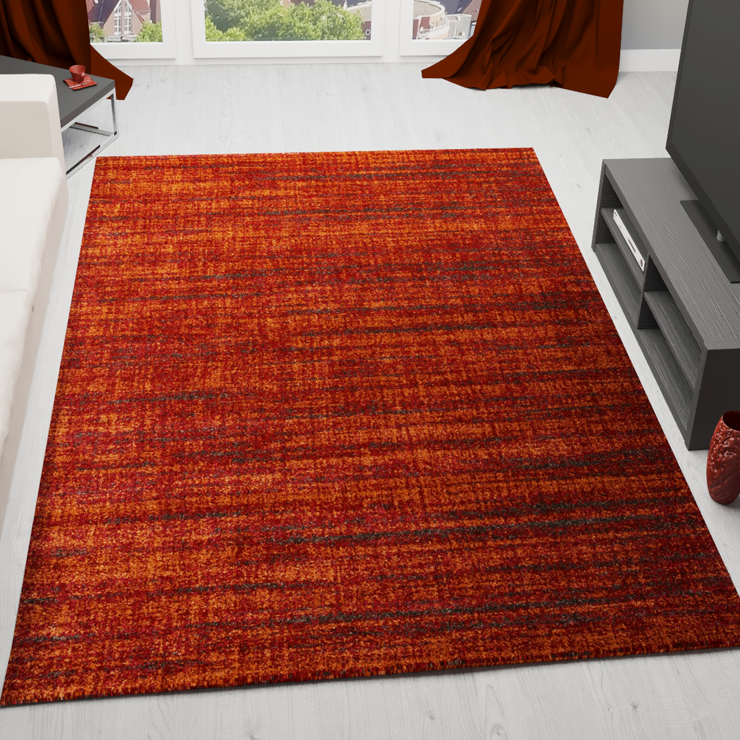 Short-pile rug, modern, densely mottled terracotta, for living room, bedroom, children's room