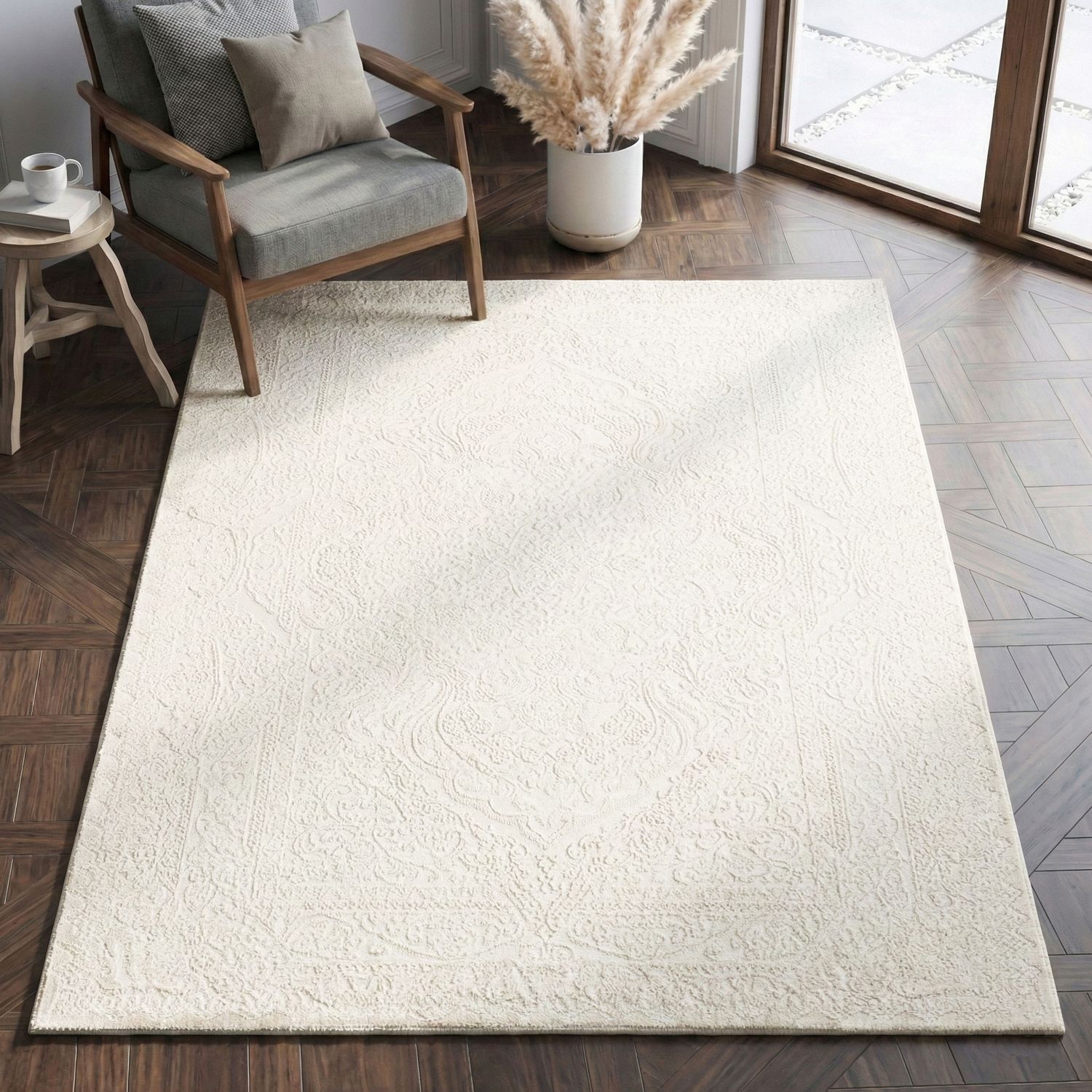 Carpet for living room, bedroom, hallway, kitchen; short pile; oriental design; vintage; high-low effect; modern; 3D; soft