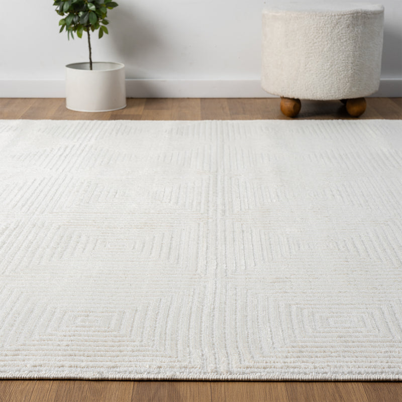 Carpet for living room/bedroom, short pile, baklava design, high-low effect, modern 3D-zoom-