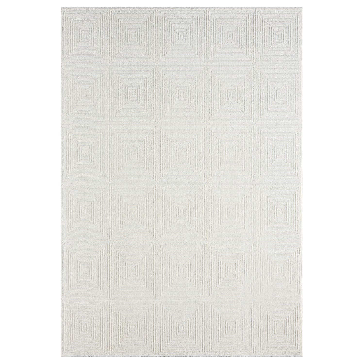 Carpet for living room/bedroom, short pile, baklava design, high-low effect, modern 3D-zoom-6