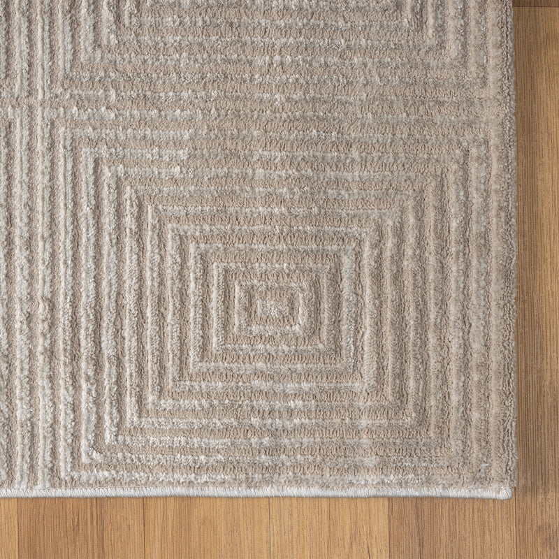 Carpet for living room/bedroom, short pile, baklava design, high-low effect, modern 3D-zoom-
