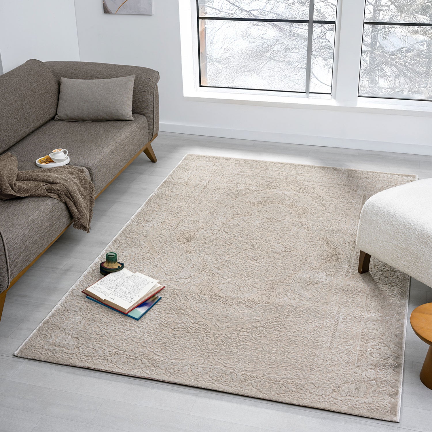 Carpet for living room, bedroom, hallway, kitchen; short pile; oriental design; vintage; high-low effect; modern; 3D; soft-24