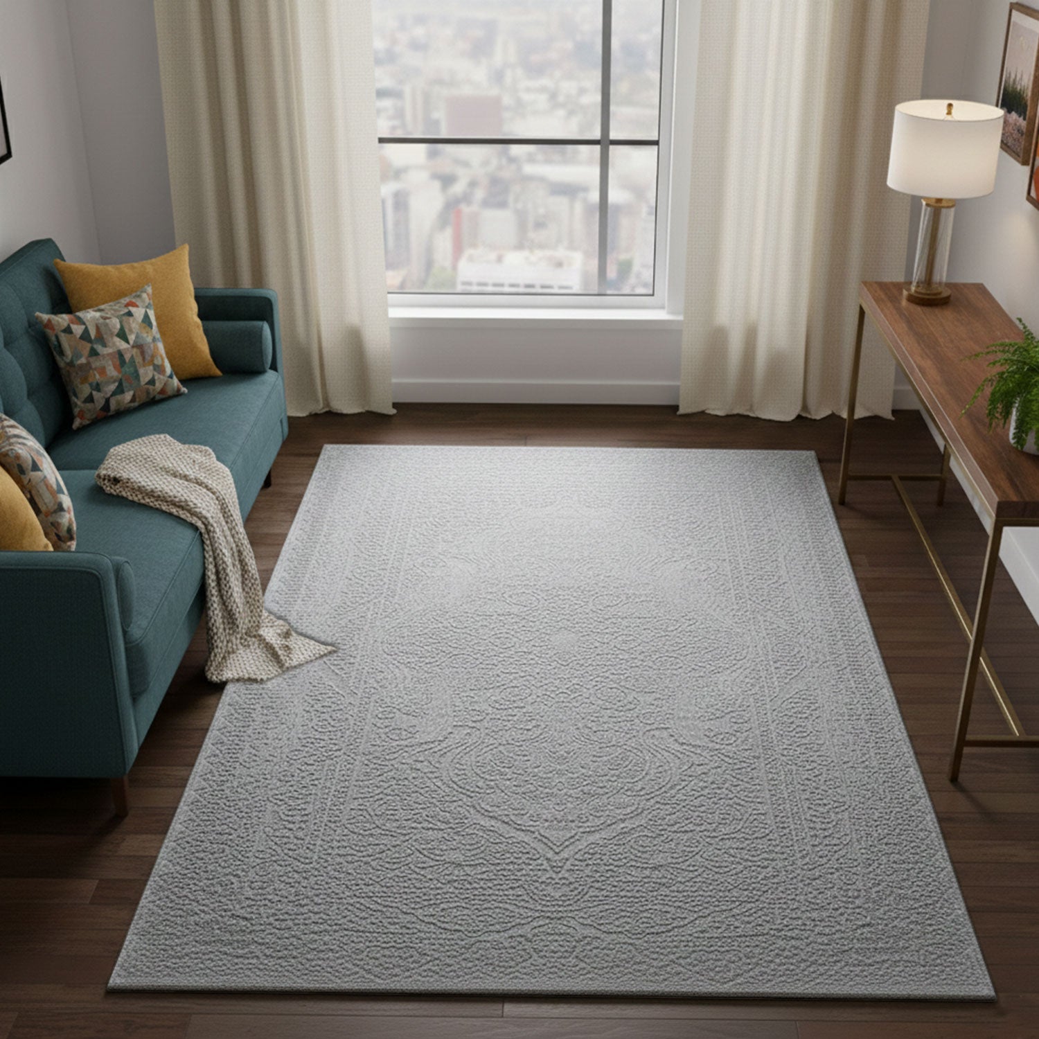 Carpet for living room, bedroom, hallway, kitchen; short pile; oriental design; vintage; high-low effect; modern; 3D; soft-16