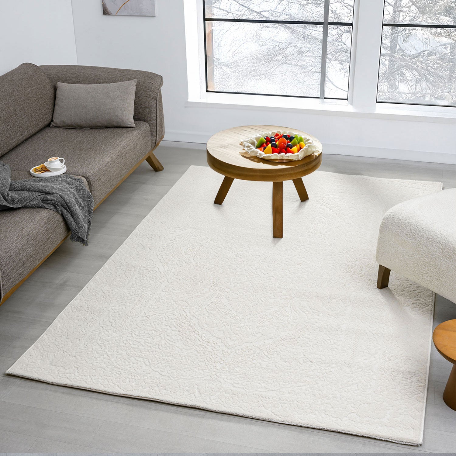 Carpet for living room, bedroom, hallway, kitchen; short pile; oriental design; vintage; high-low effect; modern; 3D; soft-zoom-4