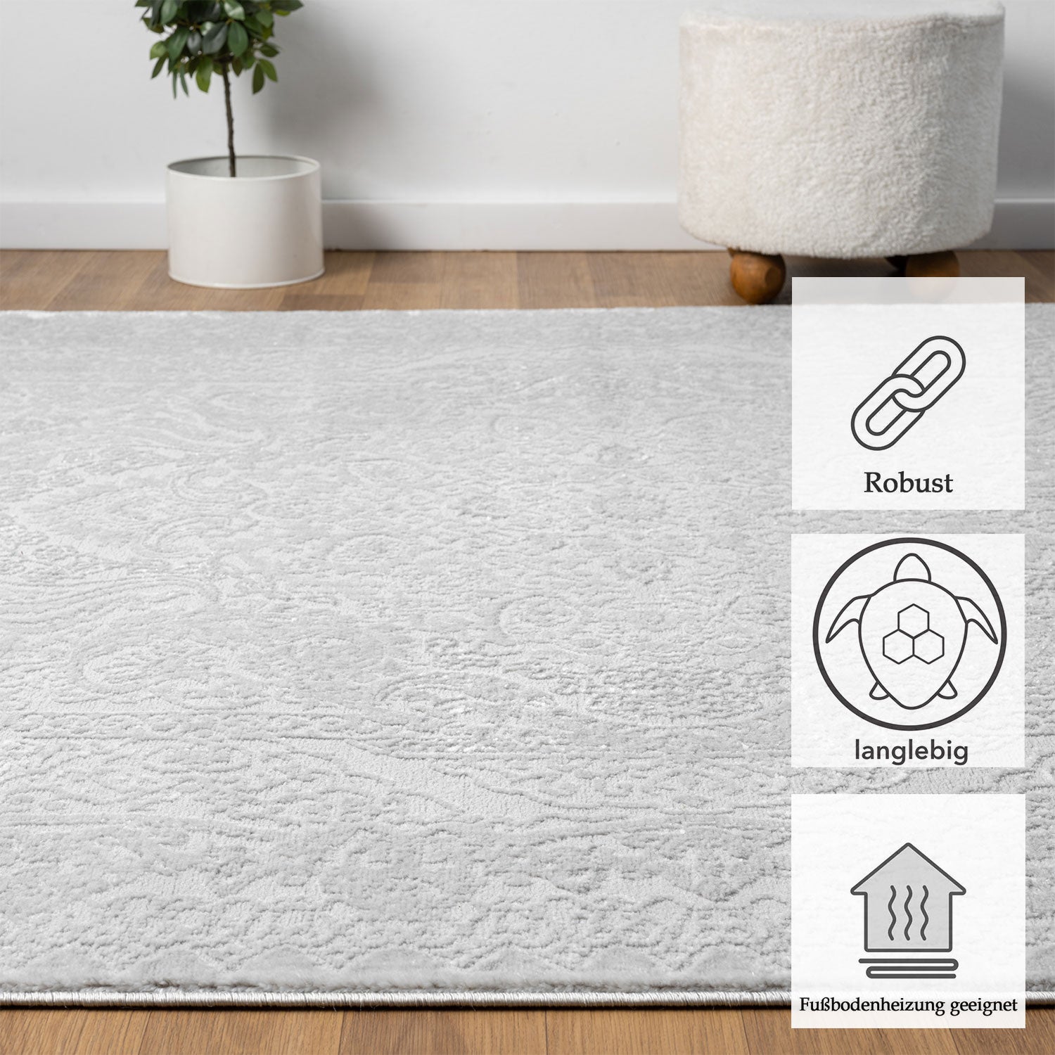 Carpet for living room, bedroom, hallway, kitchen; short pile; oriental design; vintage; high-low effect; modern; 3D; soft-18