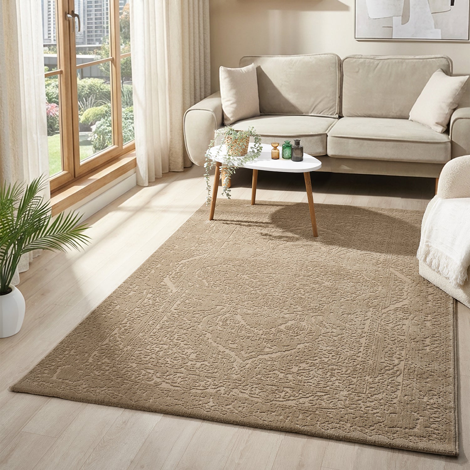 Carpet for living room, bedroom, hallway, kitchen; short pile; oriental design; vintage; high-low effect; modern; 3D; soft-31