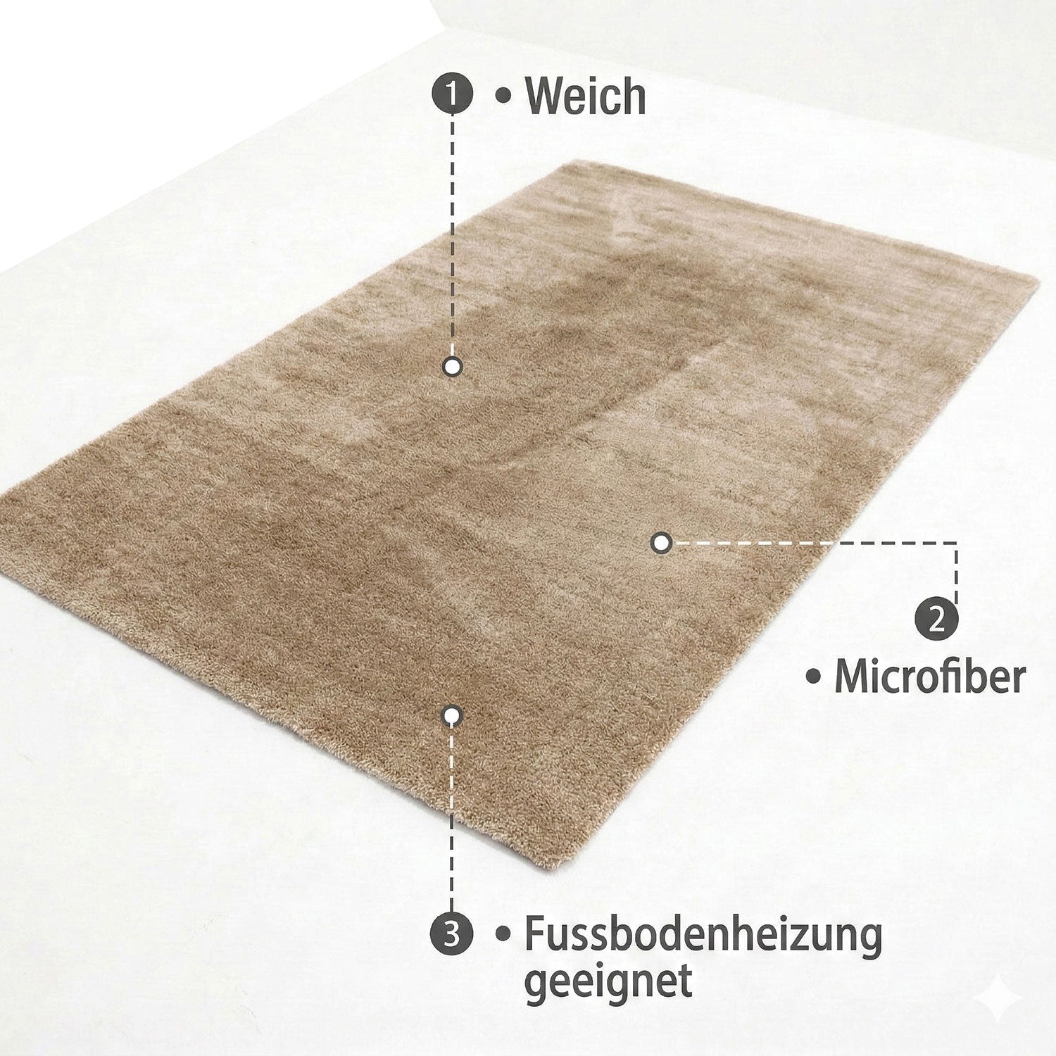 Teppich Mikrofaser Ultra Weich – Flauschiger Teppich für Wohnzimmer & Schlafzimmer Pflegeleicht-zoom-2