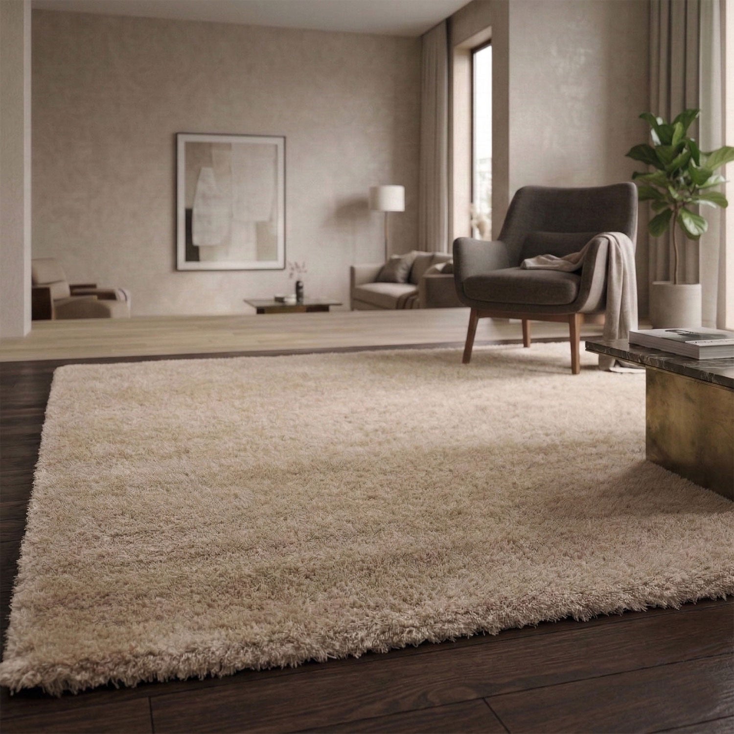 Teppich Mikrofaser Ultra Weich – Flauschiger Teppich für Wohnzimmer & Schlafzimmer Pflegeleicht-zoom-1