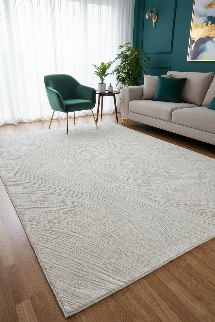 Short Pile Boho Rug with 3D High-Low Effect – Rug for Living Room & Bedroom-zoom-1