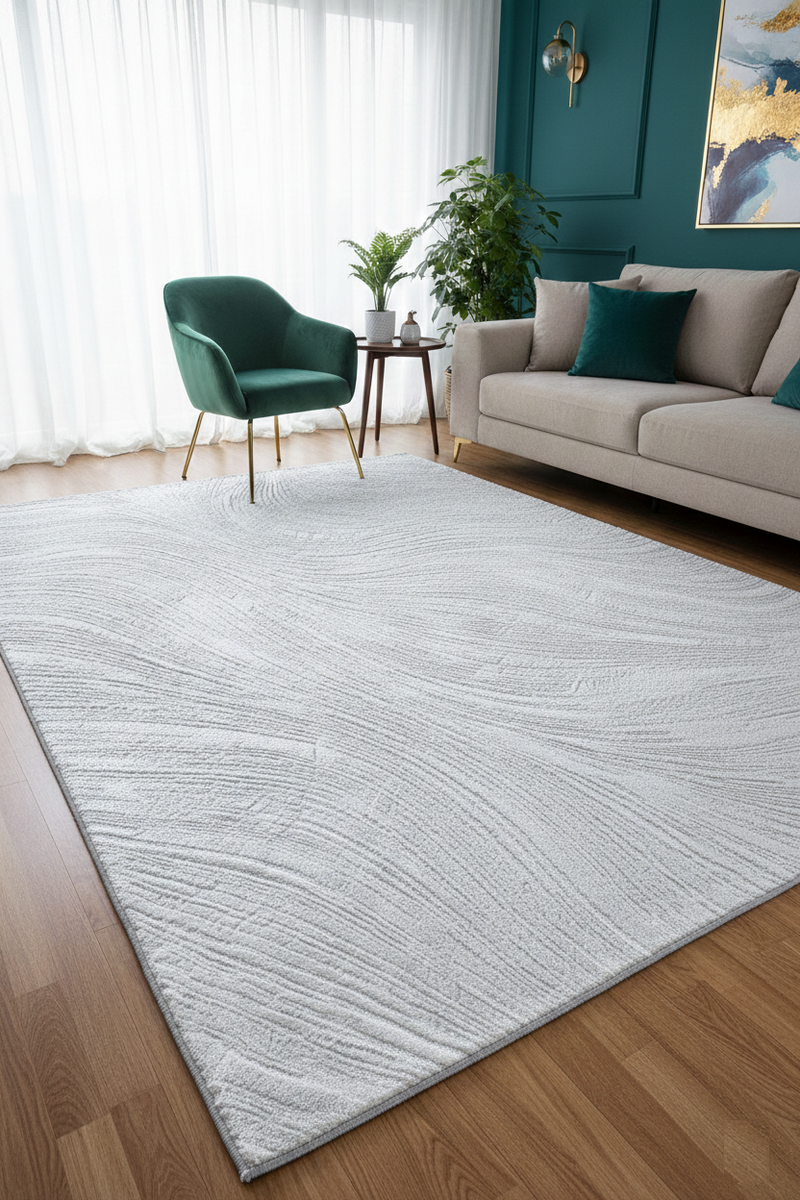 Short Pile Boho Rug with 3D High-Low Effect – Rug for Living Room & Bedroom-zoom-