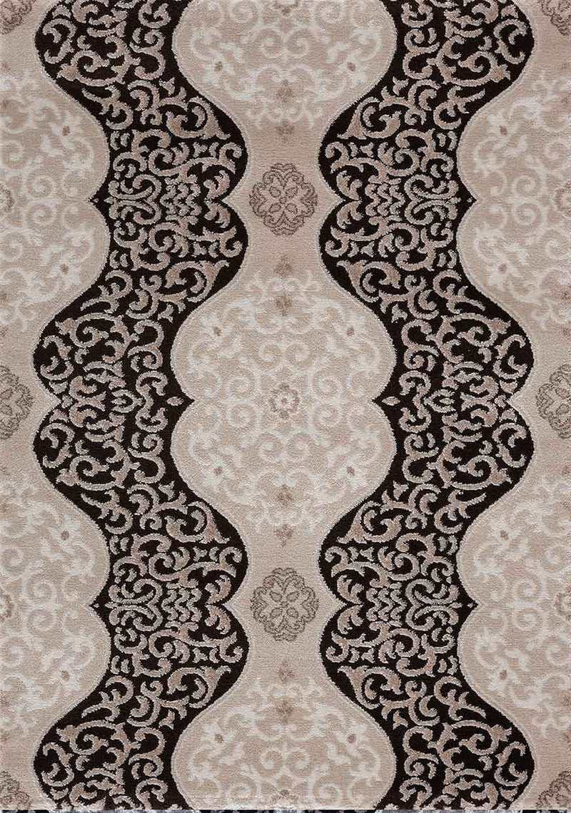 Teppich kurzflor Moderner Orientteppich mit Glitzergarn in Braun Beige Schwarz, für Wohnzimmer, Schlafzimmer-zoom-