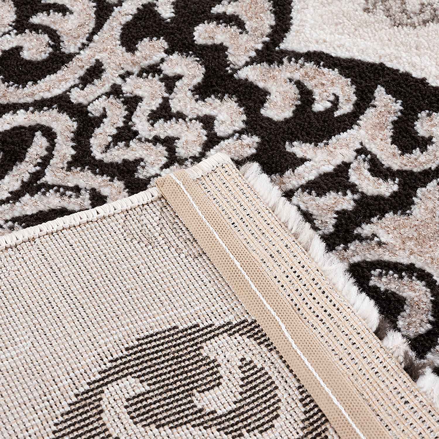 Teppich kurzflor Moderner Orientteppich mit Glitzergarn in Braun Beige Schwarz, für Wohnzimmer, Schlafzimmer-zoom-2