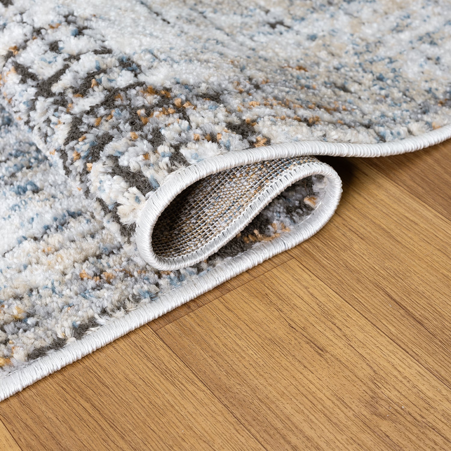 Living room rug, vintage look, beige; colorful mix rug, short pile, boho, used look, motif-4