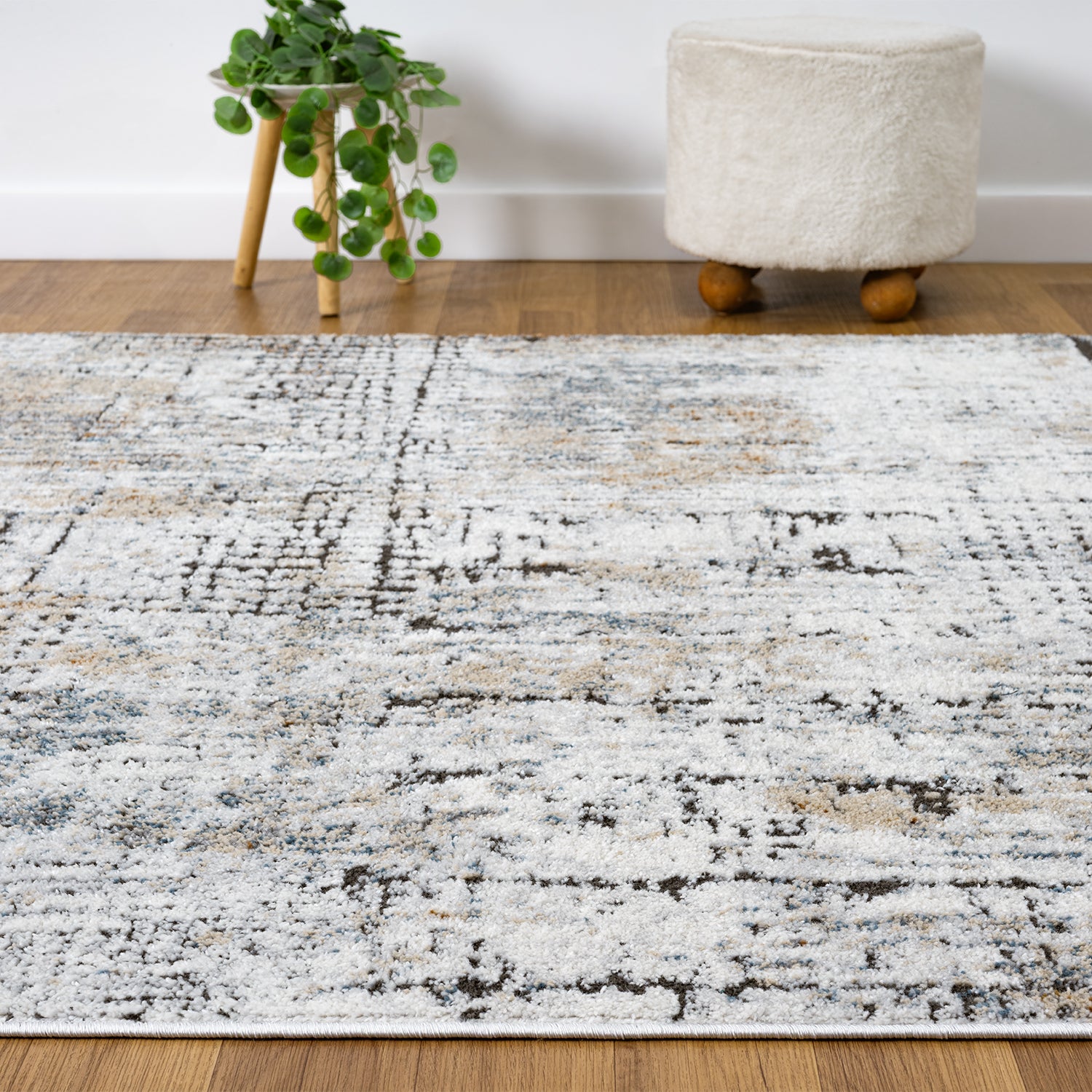 Living room rug, vintage look, beige; colorful mix rug, short pile, boho, used look, motif-zoom-3
