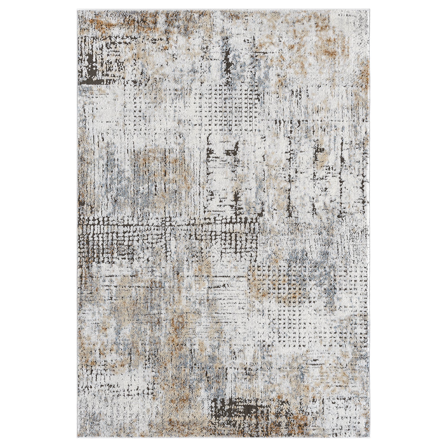 Living room rug, vintage look, beige; colorful mix rug, short pile, boho, used look, motif