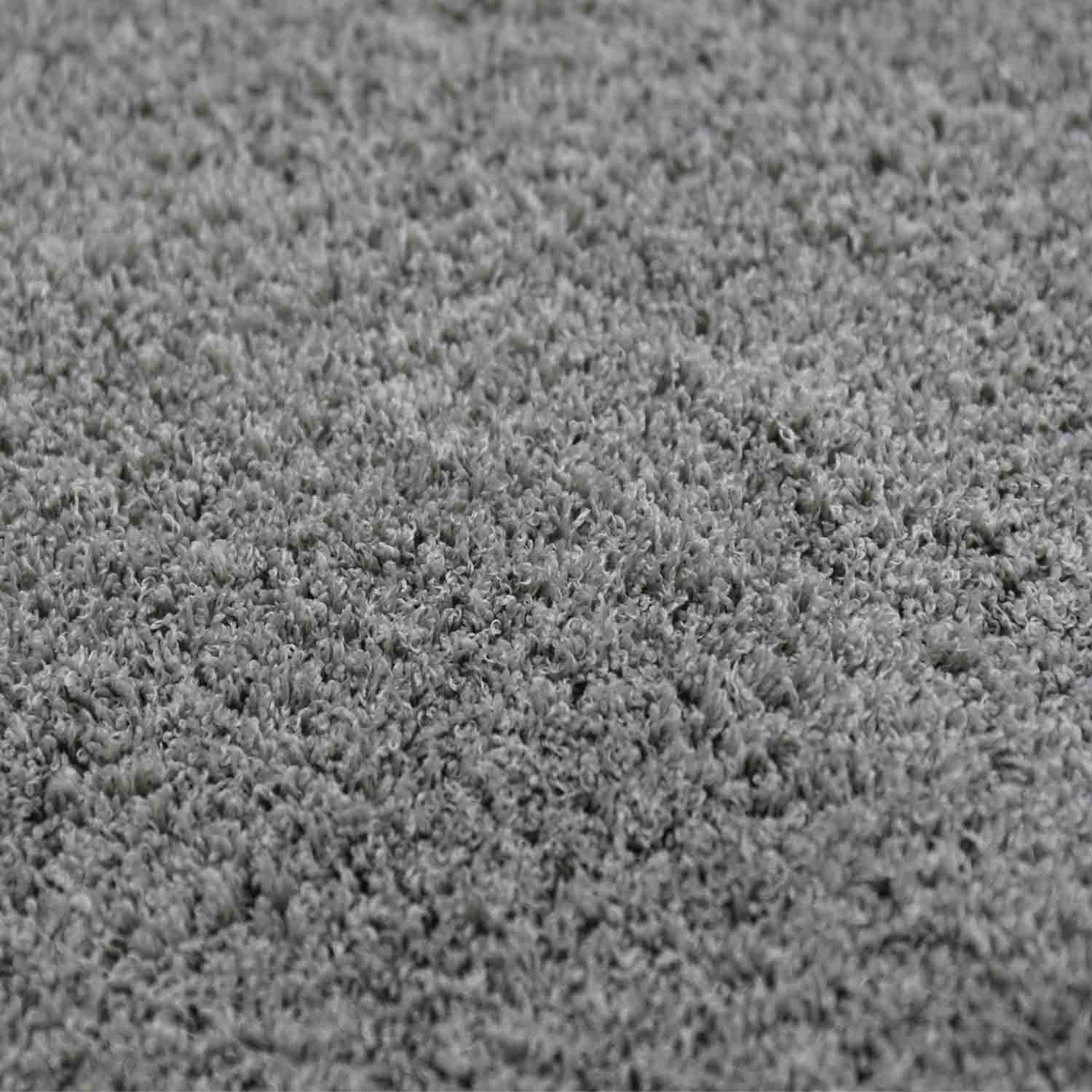 Living room rug in light grey, fluffy microfiber, densely woven - soft-zoom-2