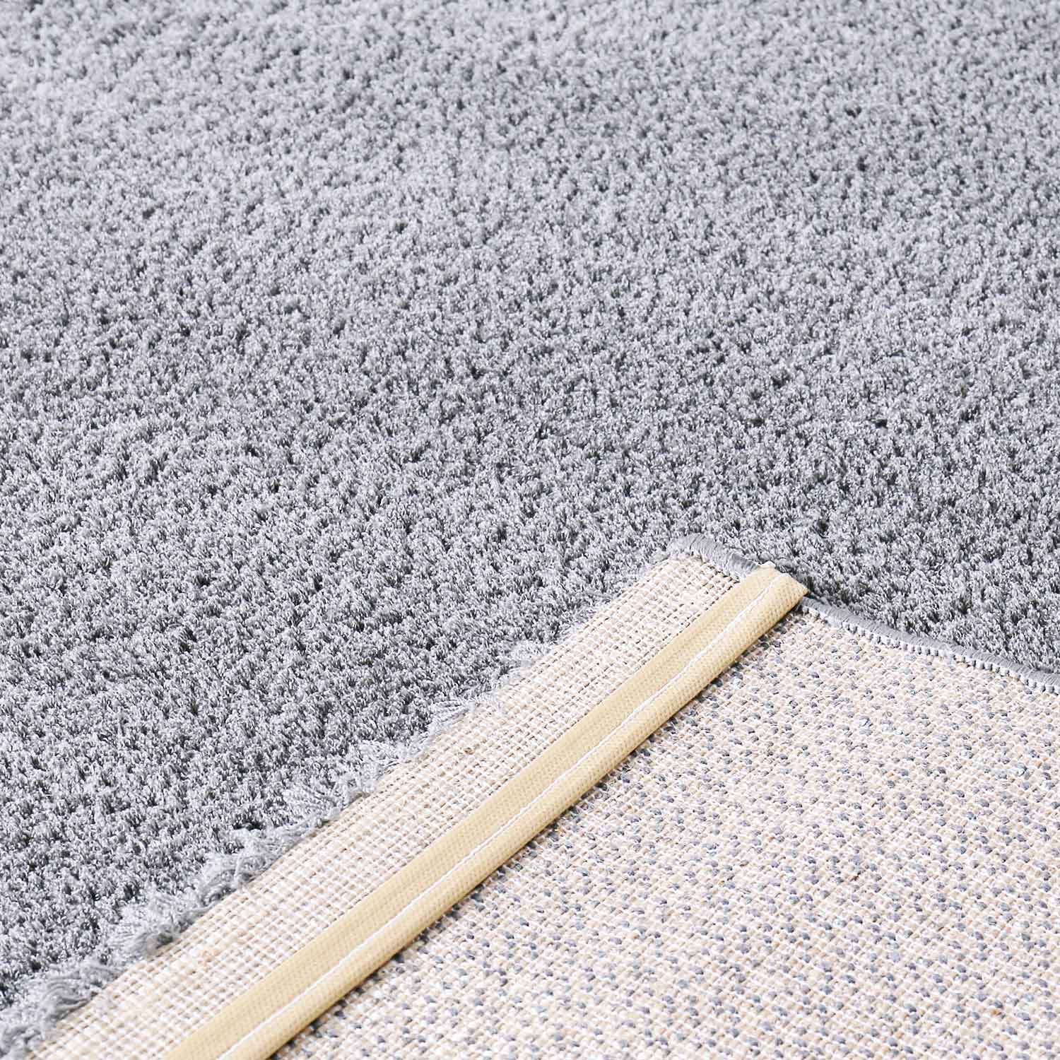 Living room rug in light grey, fluffy microfiber, densely woven - soft-zoom-3