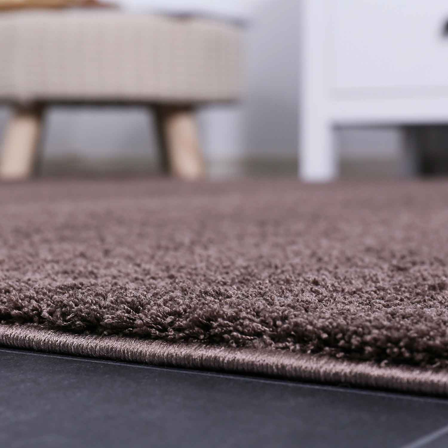 Living room rug in L. Braun, fluffy microfiber, densely woven - soft-zoom-3