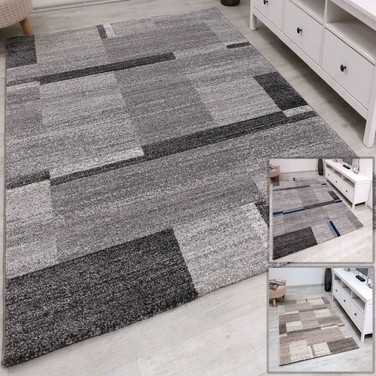 Living room rug, checkered, densely woven and soft, classic modern mottled color gradient, various colors-1