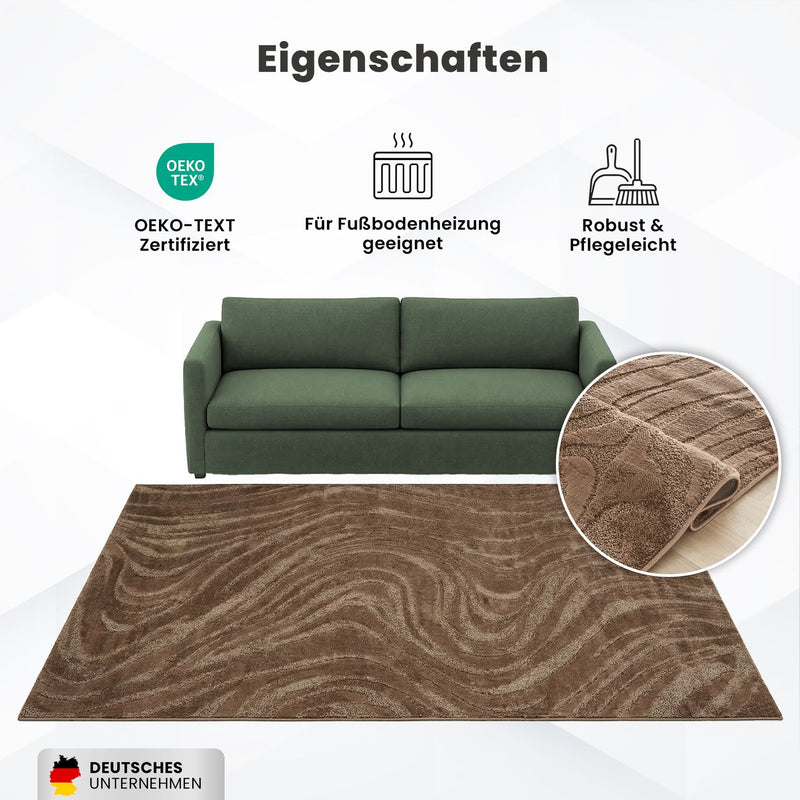 Living room rug, bedroom rug, 3D effect, modern, soft, short pile, wave pattern, high quality-zoom-