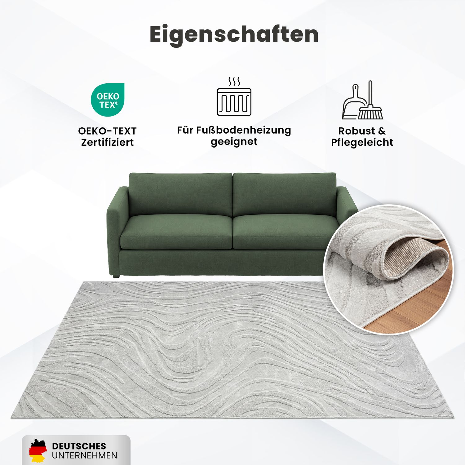 Living room rug, bedroom rug, 3D effect, modern, soft, short pile, wave pattern, high quality-3