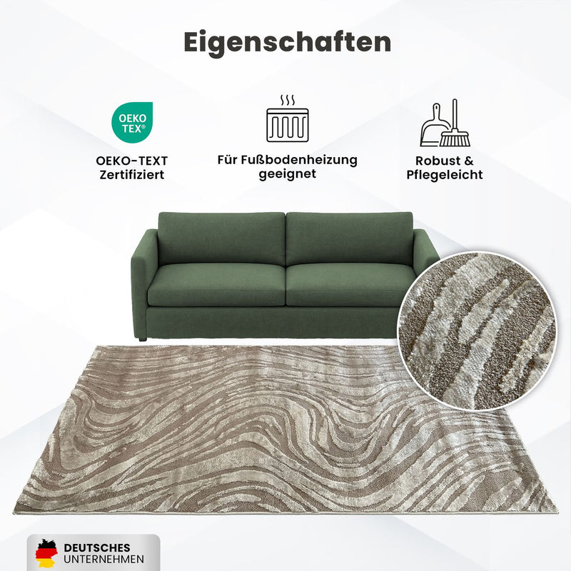 Living room rug, bedroom rug, 3D effect, modern, soft, short pile, wave pattern, high quality-zoom-