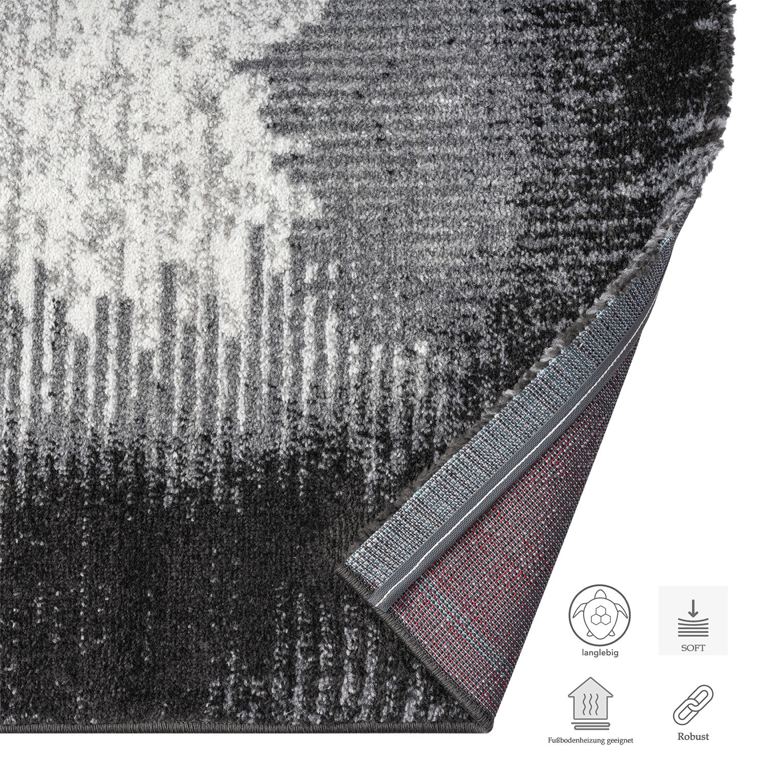Short-pile living room rug with patterned edges - quality - soft grey/beige for bedroom-6