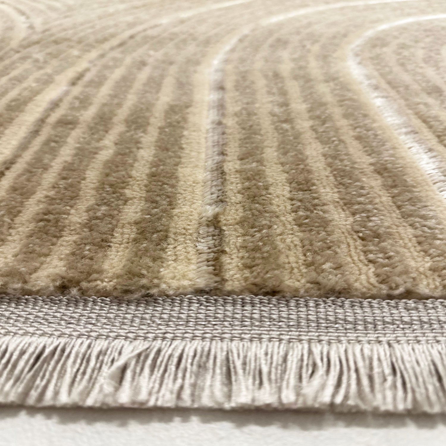 Short-pile rug for living room, bedroom, hallway, kitchen; thin boho design; lurex; high-low effect 3D; soft-zoom-3