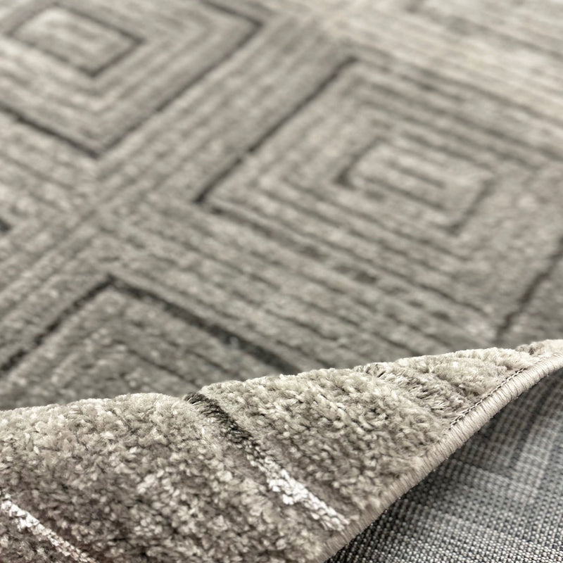 Short-pile carpet for living room, bedroom, hallway, thin, tile look, Lurex 3D, soft-zoom-