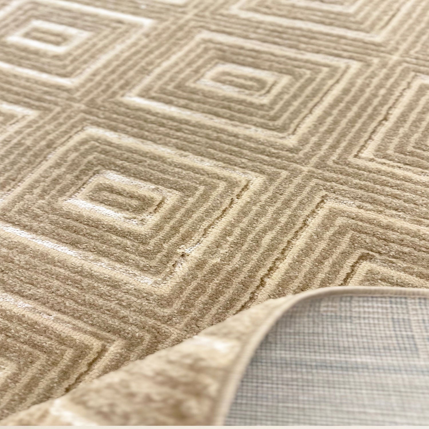 Short-pile carpet for living room, bedroom, hallway, thin, tile look, Lurex 3D, soft-4