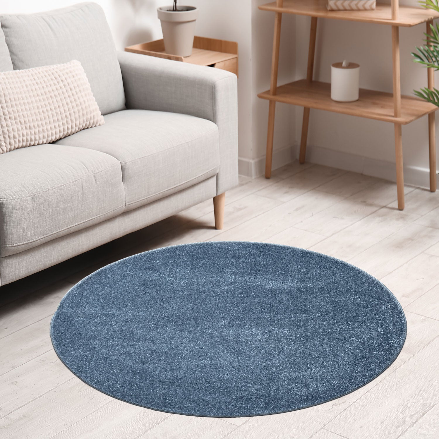 Round rug for living room, short pile, solid color, soft, round, suitable for bedroom or children's room-zoom-2