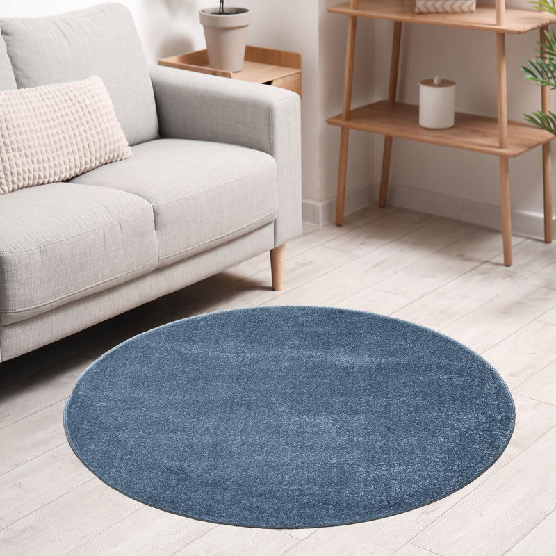 Round rug for living room, short pile, solid color, soft, round, suitable for bedroom or children's room-zoom-