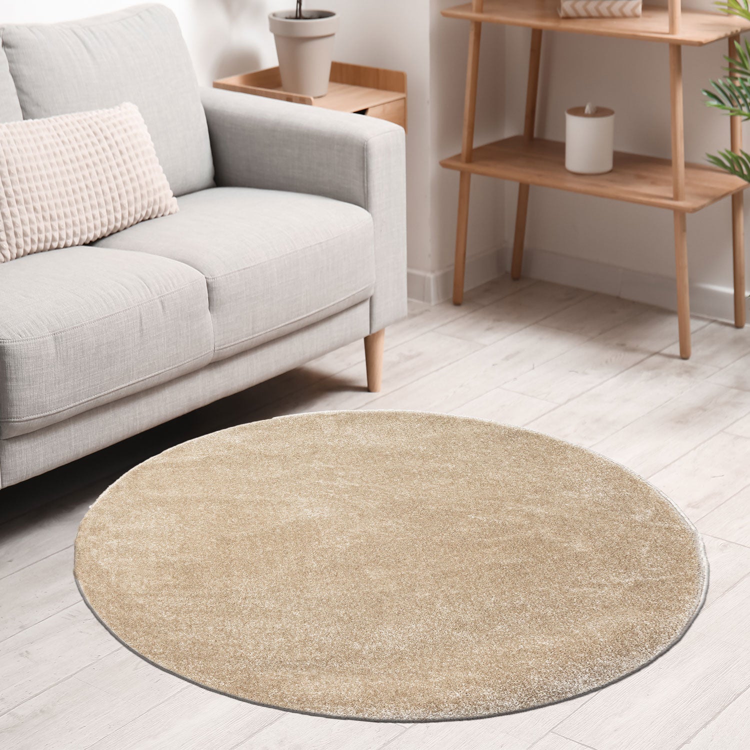 Round rug for living room, short pile, solid color, soft, round, suitable for bedroom or children's room-11