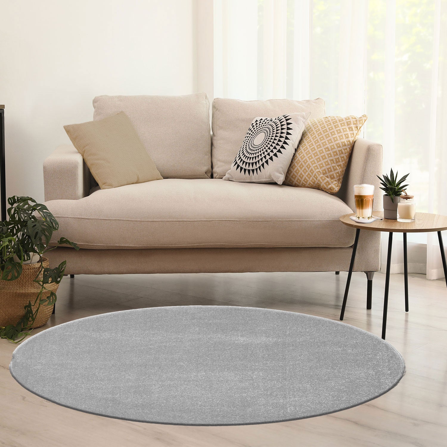 Round rug for living room, short pile, solid color, soft, round, suitable for bedroom or children's room-22