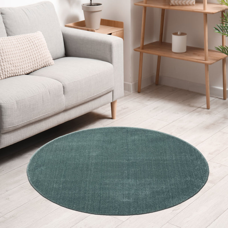 Round rug for living room, short pile, solid color, soft, round, suitable for bedroom or children's room-zoom-
