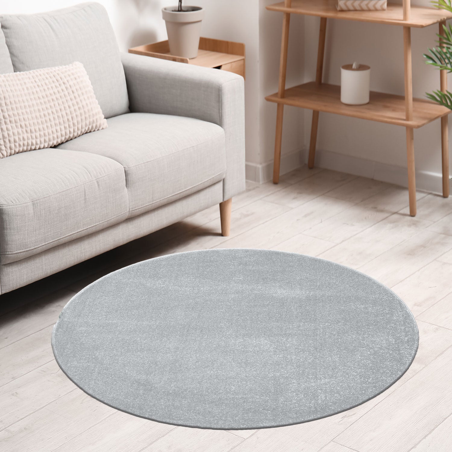 Round rug for living room, short pile, solid color, soft, round, suitable for bedroom or children's room
