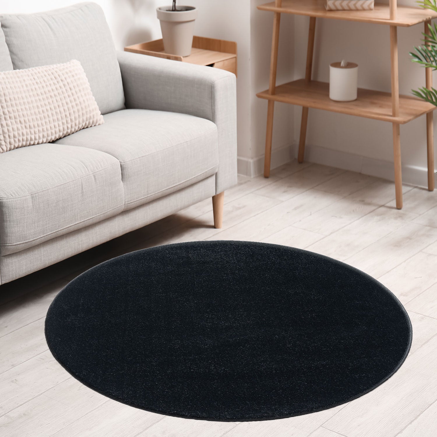 Round rug for living room, short pile, solid color, soft, round, suitable for bedroom or children's room-zoom-14