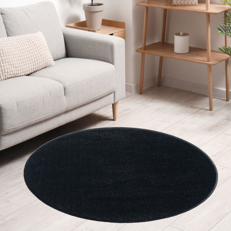 Round rug for living room, short pile, solid color, soft, round, suitable for bedroom or children's room-zoom-